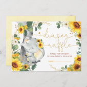 Carte D'accompagnement Fleurs de soleil d'été Vert éléphant Raffle de cou (Devant / Derrière)