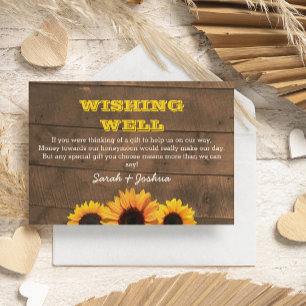 Carte D'accompagnement Fleurs de soleil et Mariage de bois rustique