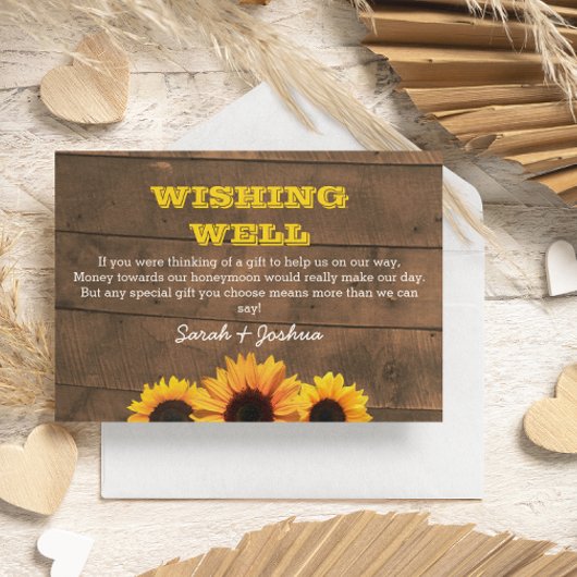 Carte D'accompagnement Fleurs de soleil et Mariage de bois rustique