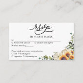 Carte D'accompagnement Fleurs de soleil vertes mariage Rsvp (Devant)