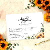 Carte D'accompagnement Fleurs de soleil vertes mariage Rsvp
