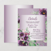 Carte D'accompagnement Fleurs de teinte pourpre Géométrie de verdure Déta (Devant / Derrière)