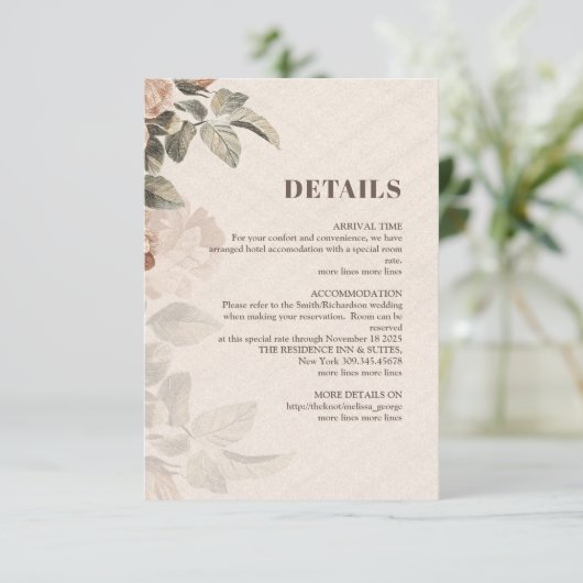 Carte D'accompagnement Fleurs de terre cuite moderne sauge vert détails c (Debout devant)