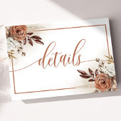 Carte D'accompagnement Fleurs de terre cuite rustiques Pampas Détails du