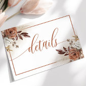 Carte D'accompagnement Fleurs de terre cuite rustiques Pampas Détails du