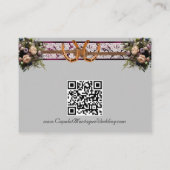 Carte D'accompagnement Fleurs, Dentelle & Fers à Cheval, Ruban Violet, Co (Dos)