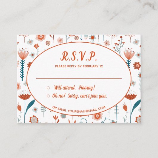 Carte D'accompagnement Fleurs d'été scandinaves Boho Mariage R.S.V.P. (Devant)