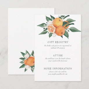 Carte D'accompagnement Fleurs d'Oranger Botanique de Citron Mariage 