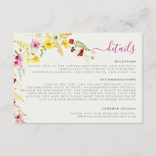 Carte D'accompagnement Fleurs d'orchidées violettes roses Mariage de cour