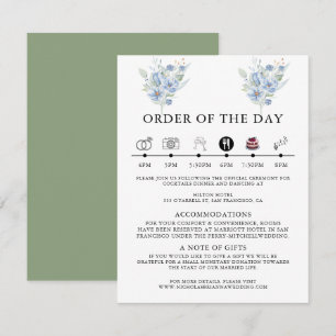 Carte D'accompagnement fleurs et feuilles aquarelles bleu poussiéreux rus