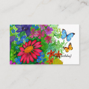 Carte D'accompagnement Fleurs et papillons lumineux peints à la main