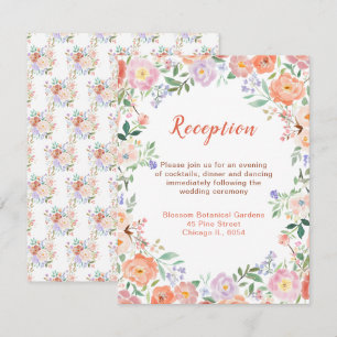 Carte D'accompagnement Fleurs florales printanières Réception de mariage