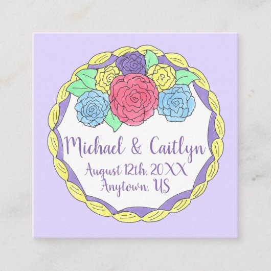 Carte D'accompagnement Fleurs florales Rose Fête des mariées Mariage Gâte (Devant)