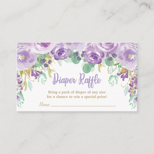 Carte D'accompagnement Fleurs florales violettes Baby shower Déchets Raff (Devant)