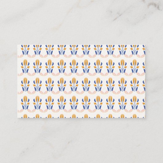 Carte D'accompagnement Fleurs folk Scandi en Mariage bleu et jaune (Dos)