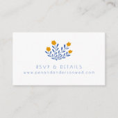 Carte D'accompagnement Fleurs folk Scandi en Mariage bleu et jaune (Devant)