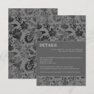 Carte D'accompagnement Fleurs Gris foncé