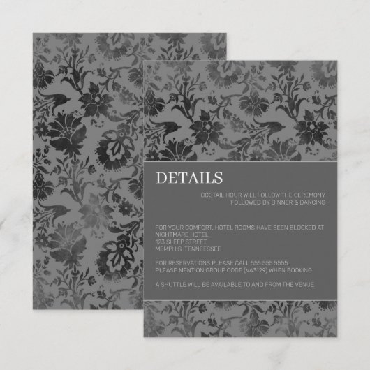 Carte D'accompagnement Fleurs Gris foncé (Devant / Derrière)