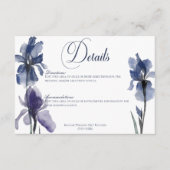 Carte D'accompagnement Fleurs Iris Bleues Détails Mariage moderne (Devant)