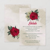 Carte D'accompagnement fleurs jaune pâle rouge mariage (Devant / Derrière)