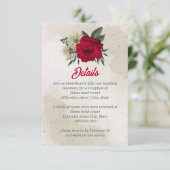 Carte D'accompagnement fleurs jaune pâle rouge mariage (Debout devant)