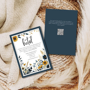 Carte D'accompagnement Fleurs Jaunes Bleues Formel Elégant Mariage Hôtel