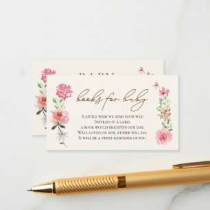 Carte D'accompagnement Fleurs Livre demandé pour la baby shower Bébé en f