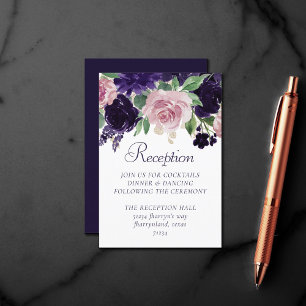 Carte D'accompagnement Fleurs luxuriantes Réception de roses violettes