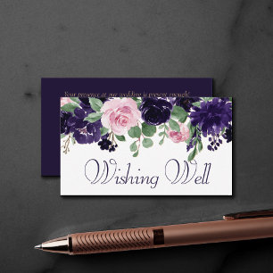 Carte D'accompagnement Fleurs luxuriantes Roses violettes et roses rose