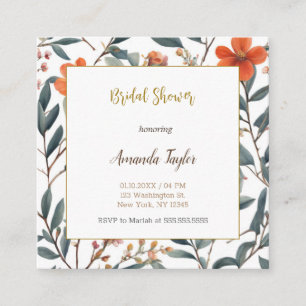 Carte D'accompagnement Fleurs Mignonnes Mariage Minimaliste
