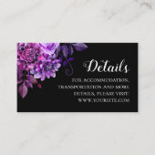 Carte D'accompagnement Fleurs noires et violettes détails mariages. Info (Devant)