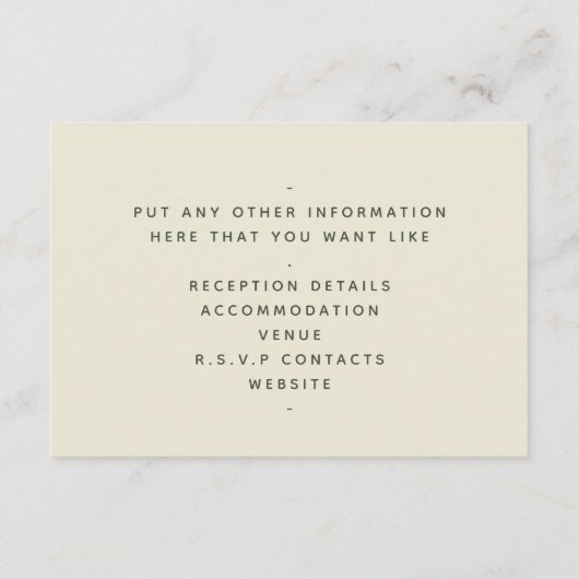 Carte D'accompagnement Fleurs orange Mariage élégant détails (Dos)