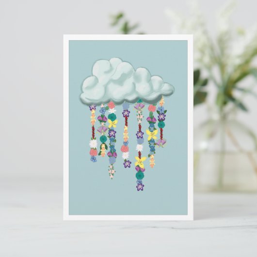 Carte D'accompagnement Fleurs pluvieuses (Debout devant)