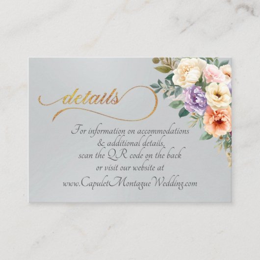 Carte D'accompagnement Fleurs printanières, Code QR - Argent (Devant)