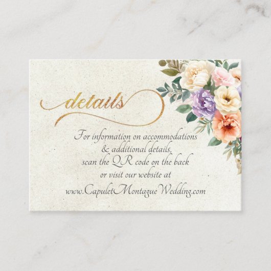 Carte D'accompagnement Fleurs printanières, code QR - Crème (Devant)