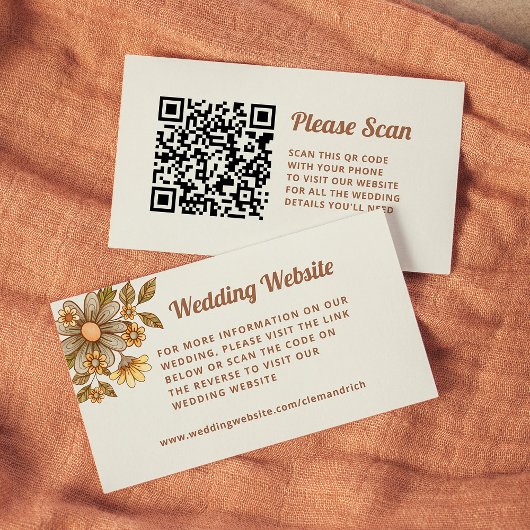 Carte D'accompagnement Fleurs rétro | Site Mariage Code QR