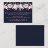 Carte D'accompagnement Fleurs rose pâle - Navy | (Devant / Derrière)