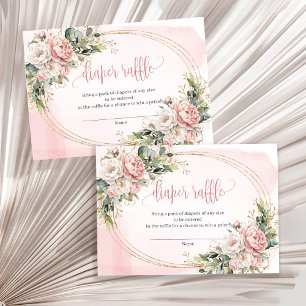 Carte D'accompagnement Fleurs Rose Poussiéreux Baby Shower Eucalyptus Tir