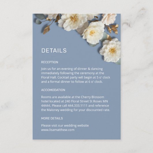 Carte D'accompagnement Fleurs roses 3D blanches (Devant)