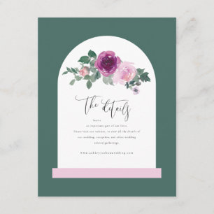 Carte D'accompagnement Fleurs roses blanches arc feuillage vert
