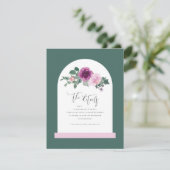 Carte D'accompagnement Fleurs roses blanches arc feuillage vert (Debout devant)