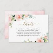 Carte D'accompagnement Fleurs roses blanches Détails du Mariage Aquarelle (Devant / Derrière)
