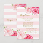 Carte D'accompagnement Fleurs roses Bleu Bande Mariage Direction Insertio (Devant / Derrière)