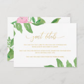 Carte D'accompagnement Fleurs roses et Faux Or Mariage Détails (Devant / Derrière)