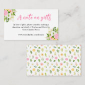 Carte D'accompagnement Fleurs roses et jaunes Mariage Une note sur les ca (Devant / Derrière)