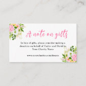 Carte D'accompagnement Fleurs roses et jaunes Mariage Une note sur les ca (Devant)