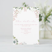Carte D'accompagnement Fleurs roses et vertes, élégants détails (Debout devant)
