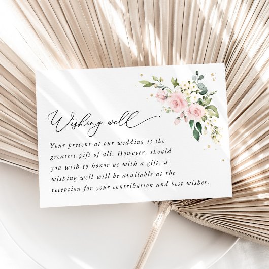 Carte D'accompagnement Fleurs roses, Fleurs blanches, Mariage Wishing Wel