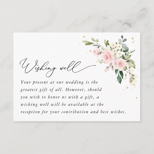 Carte D'accompagnement Fleurs roses, Fleurs blanches, Mariage Wishing Wel (Devant)