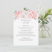 Carte D'accompagnement Fleurs roses Informations Mariages (Debout devant)